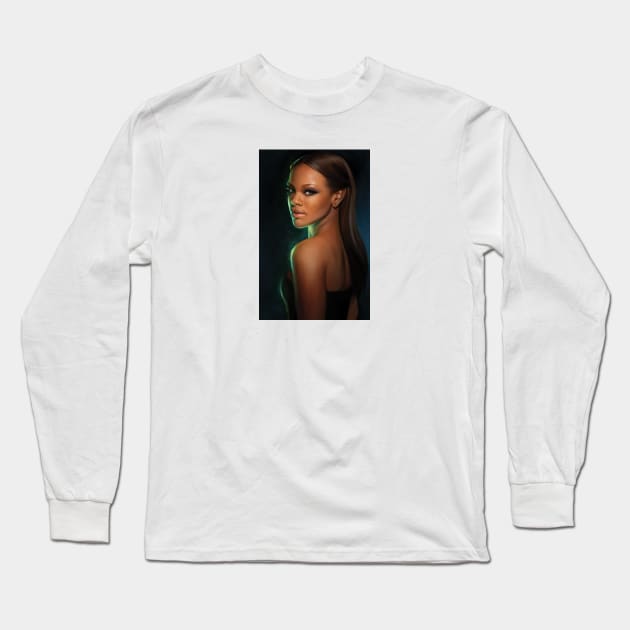 Rihanna Long Sleeve T-Shirt by howwnight